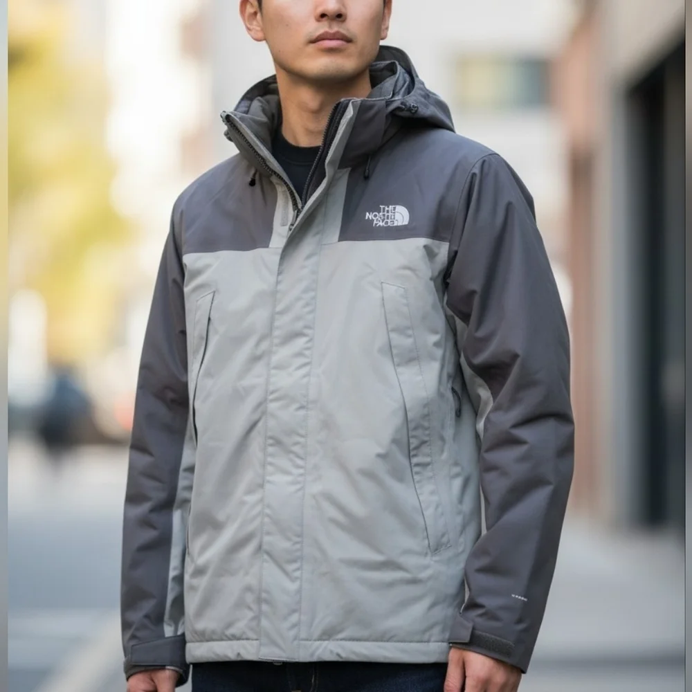 The North Face Antora Smoked Pearl TNF Black and Gray Rain Jacket